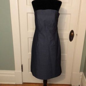Strapless chambray dress